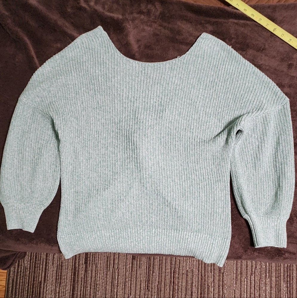 Elegant blue & White Marbled Women's Sweater, SZ L